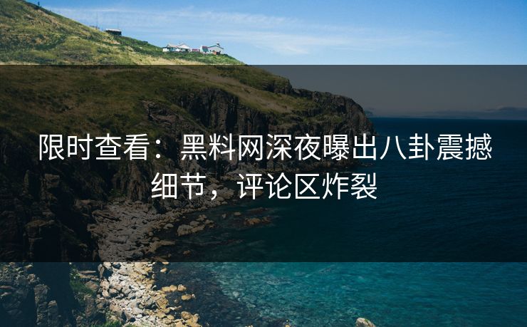 限时查看：黑料网深夜曝出八卦震撼细节，评论区炸裂