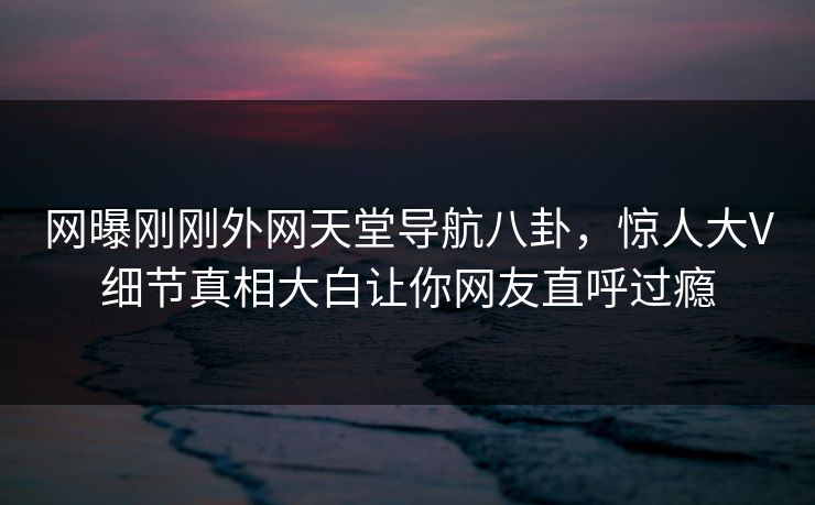 网曝刚刚外网天堂导航八卦，惊人大V细节真相大白让你网友直呼过瘾