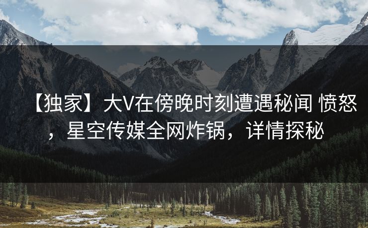 【独家】大V在傍晚时刻遭遇秘闻 愤怒，星空传媒全网炸锅，详情探秘