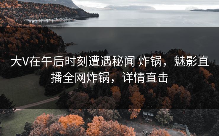 大V在午后时刻遭遇秘闻 炸锅,魅影直播全网炸锅,详情直击 大V在午后时刻遭遇秘闻 炸锅,魅影直播全网炸锅,详情直击