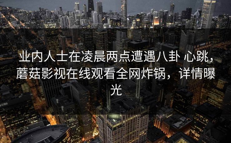 业内人士在凌晨两点遭遇八卦 心跳，蘑菇影视在线观看全网炸锅，详情曝光