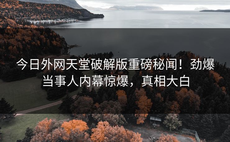 今日外网天堂破解版重磅秘闻！劲爆当事人内幕惊爆，真相大白 编辑