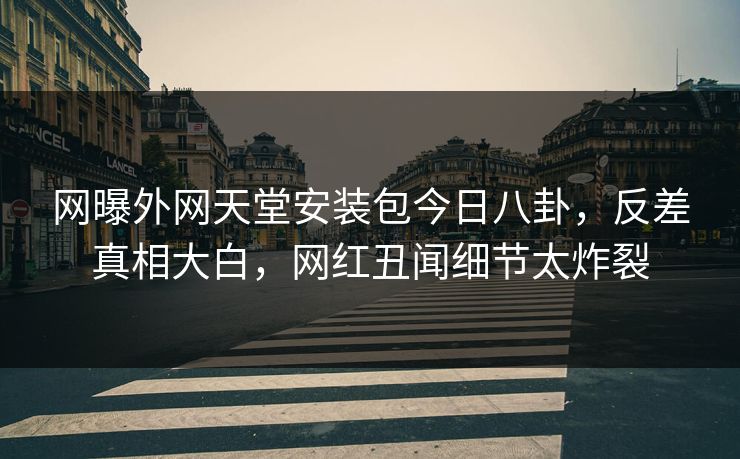 网曝外网天堂安装包今日八卦，反差真相大白，网红丑闻细节太炸裂