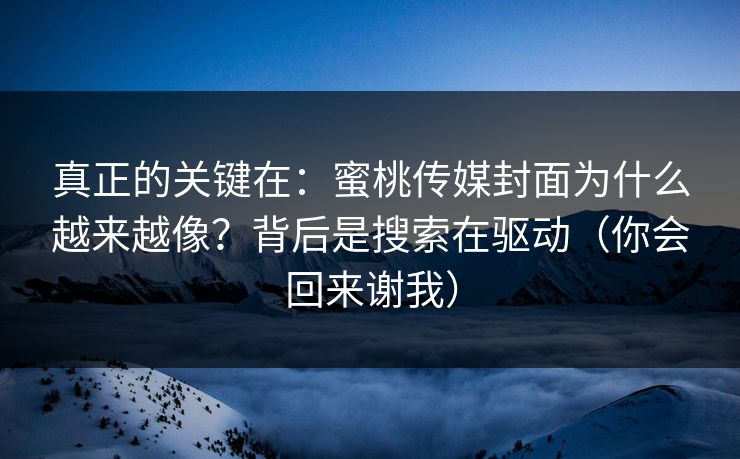 真正的关键在：蜜桃传媒封面为什么越来越像？背后是搜索在驱动（你会回来谢我）